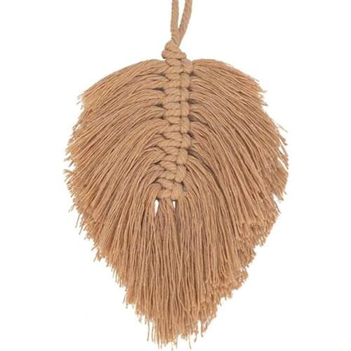 Nordic Style Curtain Buckle Leaf Shaped Drapes Ornaments Cotton Rope Hand-Woven Curtain Tieback for Home