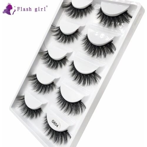 Factory Wholesale Price G6 Series Popular 3D Mink Hair Lashes 5 Pairs/Tray Handmade Natural False Eyelashes Vendor