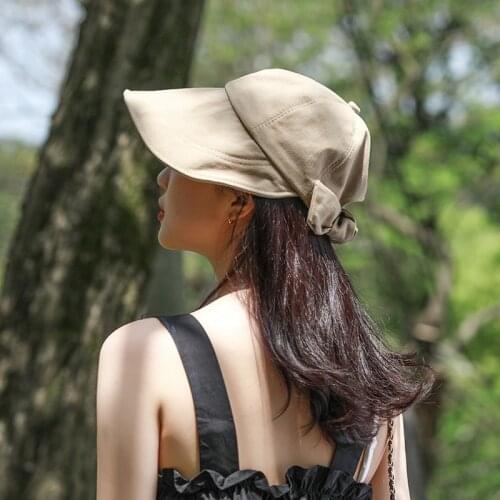 2021 New Soft Cotton Spring Summer Round Dome Bandage Bow Big Foldable Temperament Fishermen Hat Women Fashion Travel Cap Gift