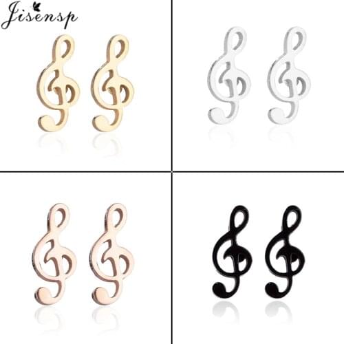 Jisensp Simple Fashion Music Note Earrings Musical Symbol Stud Earrings Stainless Steel Jewelry for Women Girls Party Gift