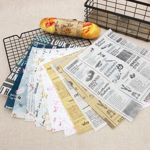 100pcs/set Wax Paper Printed Food Grade Grease Paper Food Wrappers Paper For Bread Sandwich Burger Fries Wrapping Baking Tool