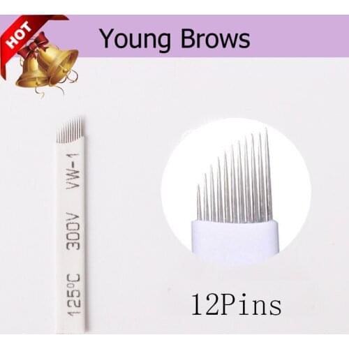 12 Pins 0.2mm OEM/Logo 3D Microblading Needle Permanent Makeup needle eyebrow tattoo needle For 3D Embroidery Microblading