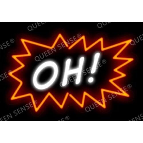 14"x8" OH! Acrylic Custom Neon Light Lamp Sign Beer Bar Bedroom Handmade Real Glass Decorate Home Wall Room Decor Club Display