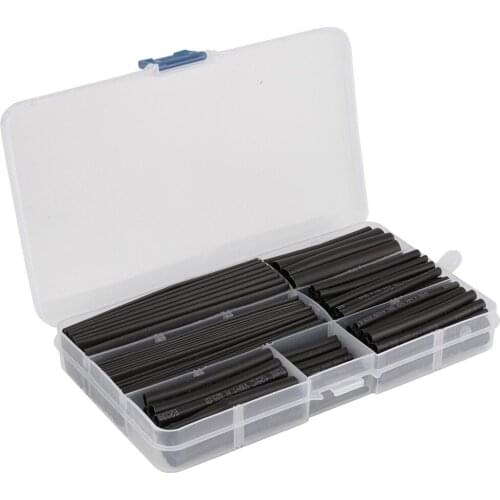 150 Pcs Black Heat Shrink Wire Cable Tube Sleeve Wrap Heatshrink Tubing Set GQ