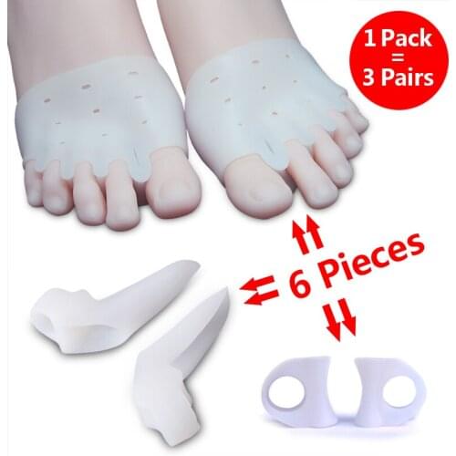 3 Pairs/pack Silica Gel Toe Separator Hallux Valgus Orthotics Toes Overlapping Separator Forefoot Pad Silicone Insoles