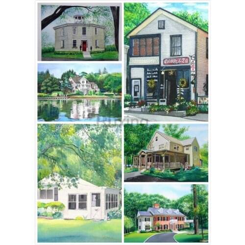 5D DIY Diamond Embroidery Villa green scenery Full Square/Round Diamond Painting Cross stitch Diamond Handicrafts Wall Painting