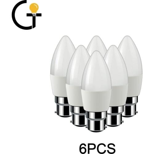 6pcs/lot Led Candle Bulb C37 5w B22 220v-240v 6000k For Home Decoration Lamp