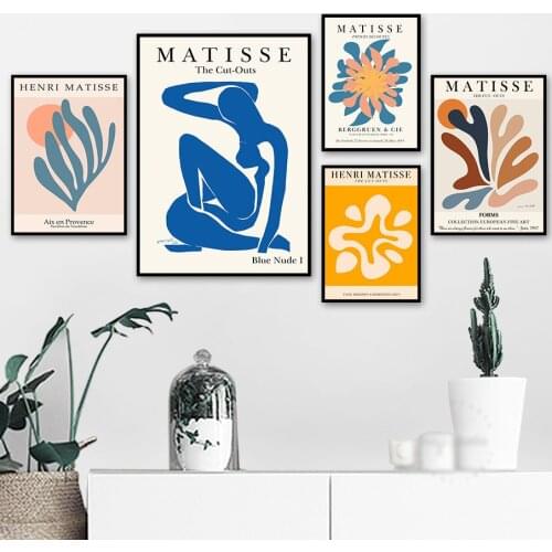 Blue Nude Matisse Girl Lines Abstract Wall Art Canvas Painting Nordic Posters And Prints Wall Pictures For Living Room Decor