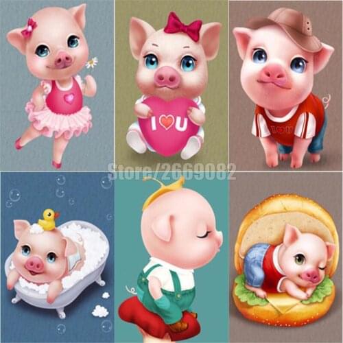 Diy Anime Diamond Painting Square Cartoon Pig Diamond Embroidery Rhinestone Cross Stitch Home Decoration Christmas Gift TT1011