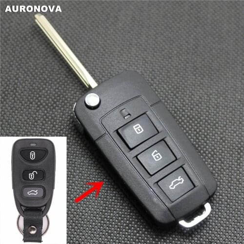 AURONOVA New Upgrade Folding Key Shell for Hyundai Sonata NF 3 Buttons Remote Car Key Case