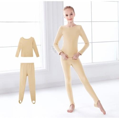 Girls Ballet Training Basic Suit Thick Dance Suits Velvet Long Sleeve Bodysuit Warm Dance Tights Pantyhose Stretch Dance Suits