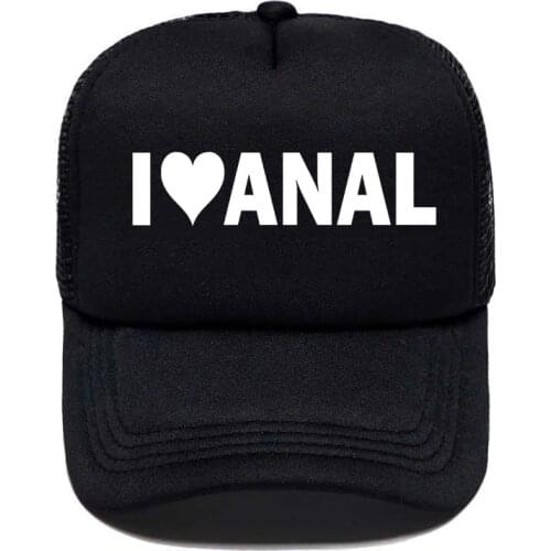 I LOVE ANAL Funny Print Baseball Cap Gay Pride Prank Joke Penis Butt Sex Men Mesh Visor Outdoor Sun Hat Adjustable Caps
