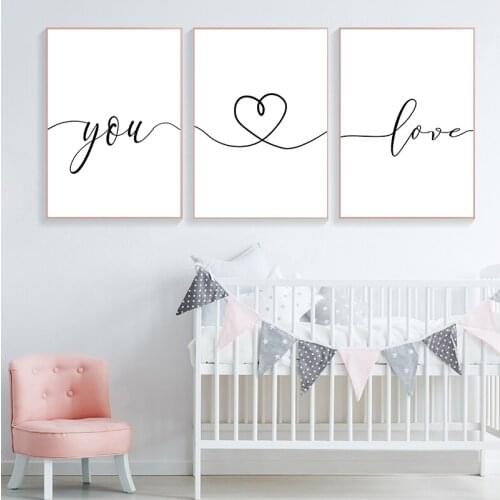Black And White Sweet Phrase Love You Custom Date Canvas Painting Poster Print Living Room Bedroom Wall Art Picture Home Decor