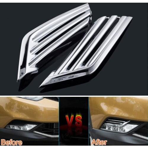 Decorative Front Fog Light Lamp Cover Trim Chromed Covers ABS 2pcs For 2016 Qashqai Car Styling Covers