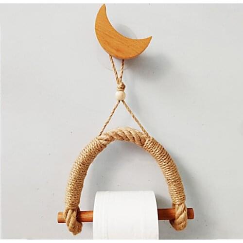 Paper Holder Multi-function Transparent Suction Linen Rope Towel Hanging Rope Holder for Bedroom Storage Shelves Organization