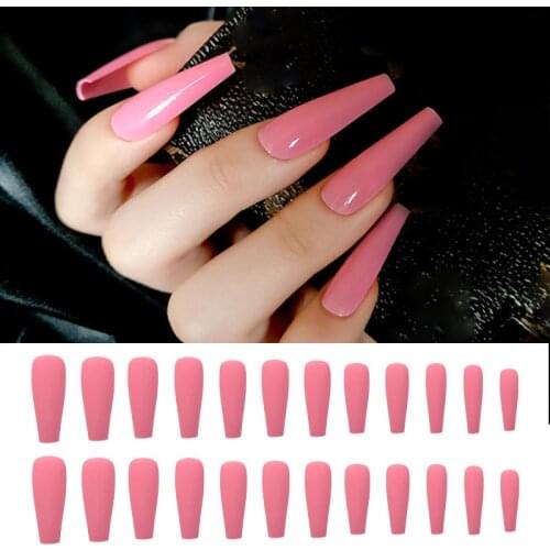 Long Coffin Ballerina Shape Fake Nails Press on Nail Artificial Finger Manicure for Women SANA889