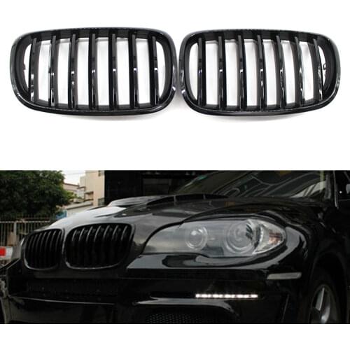 E70 E71 2007-2013 Car Front Bumper Kidney Grill 2Pcs For BMW X5 X6 2007 2008 2009 2010 2011 2012 2013 Gloss Black ABS Plastisc