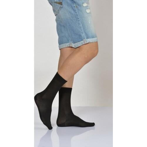 Idilfashion Male Flat Single Color Modal Socket Socks-Black-E-ART222 (3'LÜ PACKAGE)