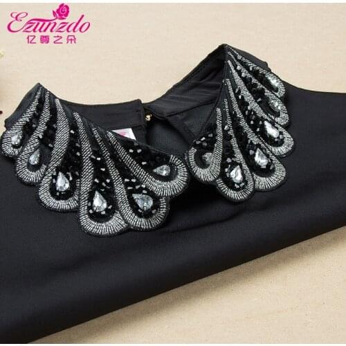 Quality Styles black and white women Imitation satin organza embroidery Collar Bib False Collar Fake Half Shirt A