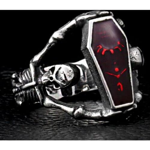 Vampire Ring 316L Stainless Steel Mens Women Fashion Coffin Skull Ring