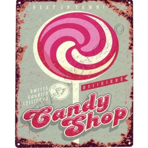 Candy Shop Confectionary Metal Sign Vintage Style Small Coffee Sweet Shop Cafe