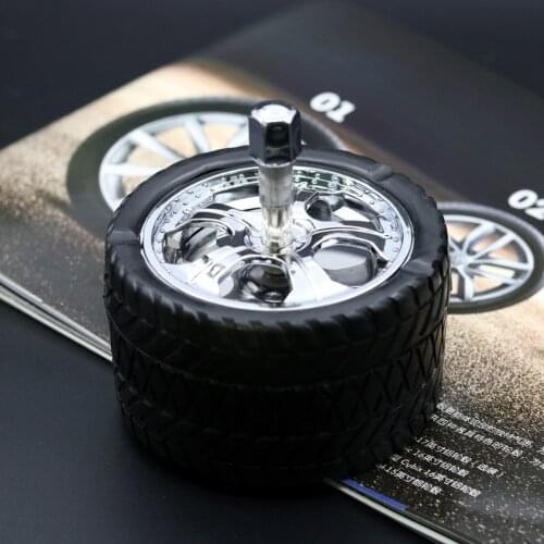 Creative Car Tires Cigarette Ash Cylinder Press Rotary Fashion Decoration Car Ashtray Cigar Ashtray Ash Tray Ashtrays positive