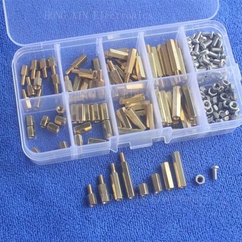 200Pcs/M3 PCB Threaded Female Brass Standoff Spacer Board Hex Screws Nut Assortment Box kit set