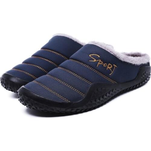 2021 Early Winter New Mens Slippers Comfortable Striped Basic Plush Thickening Concise Style Shoes with Platform Non-slip