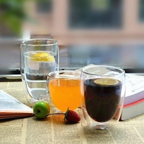 New 1Pc 80/250/350/450ml Heat Resistant Double Wall Glass Milk Coffee Water Juice Cup tazas de ceramica creativas
