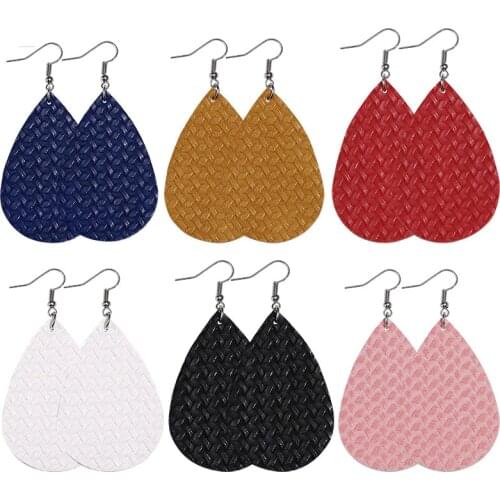 New Teardrop Leather Earrings Petal Drop Earrings Antique Lightweight Carved Stainless Steel Earrings For Women Gifts