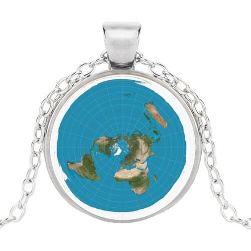 2020 New Arrival The earth is Flat Glass Cabochon Pendant Necklace Men Women Charm Jewelry Accessories Gifts