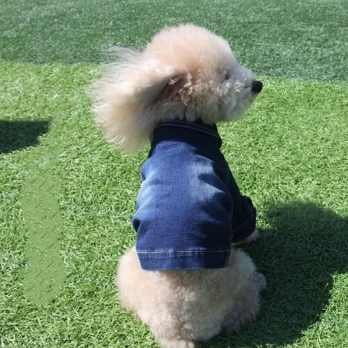 Pet Clothes Dog Jeans Jacket Cool Blue Denim Coat Medium Small Dogs Lapel Vests Classic Hoodies Puppy Blue Vintage Washed Cloth