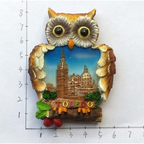 QIQIPP Spain tourism commemorative refrigerator stickers Toledo Cathedral tourism commemorative owl scenery magnetic stickers