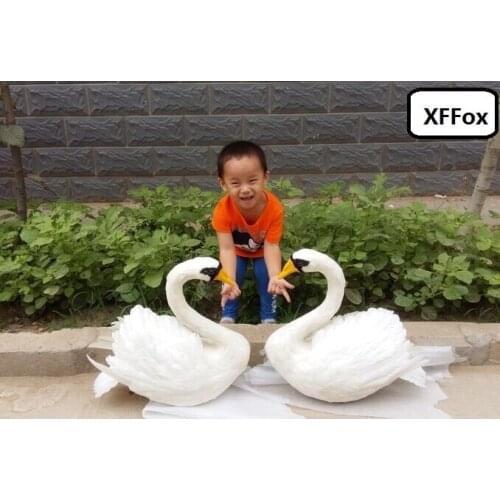 A pair of simulation white swan models foam&feather lifelike swan toy gift about 30x40cm xf2481
