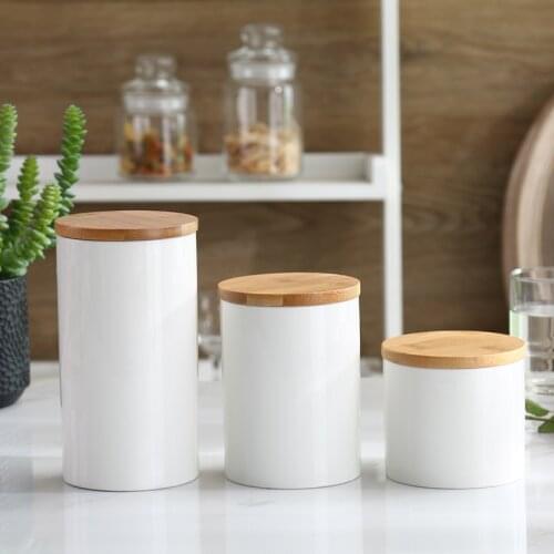 Simple white storage jar with lid kitchen condiment container table decoration coffee bean storage jar snack candy storage jar