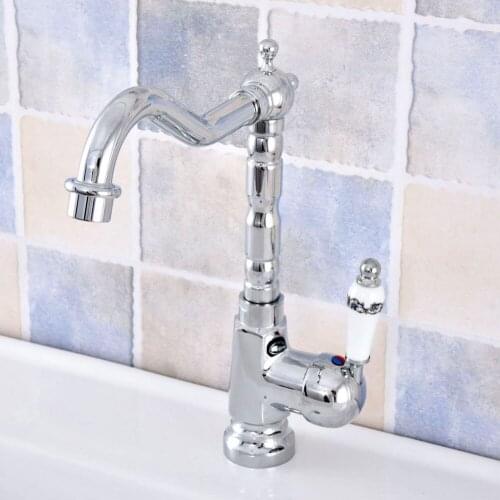 Silver Polished Chrome Brass Single Hole Single Handle Swivel Spout Kitchen Sink Bathroom Vessel Basin Faucet Mixer Tap asf637