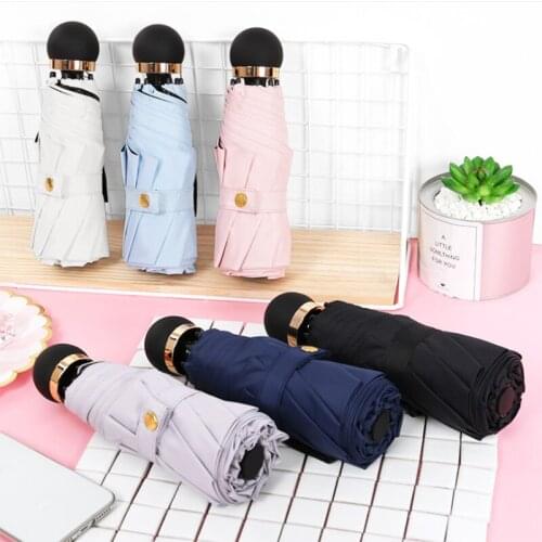 Five-folding Umbrella Pocket Mini Umbrella Anti UV Sun Umbrella Windproof Light Folding Portable Umbrellas for Traveling Rain Ge