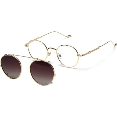 Veshion Metal Gold Optical Glasses Frame for Men Uv400 Retro Clip on Sunglasses Women Polarized Driving 2021 High Quality