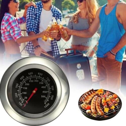 Silver Steel Barbecue Thermometer Household Smoker Bimetallic Grill X8J1 50-500 Thermometer Degrees Celsius Oven U2Q7