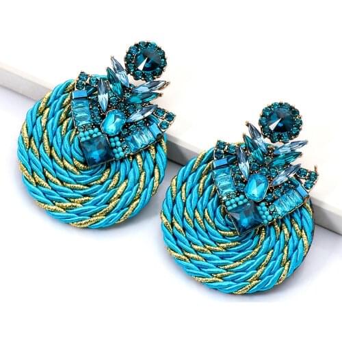 JURAN New Colorful Crystal Earrings High Quality Rhinestone Handmade Round Drop Earring Fashion Jewelry Accessories For Women