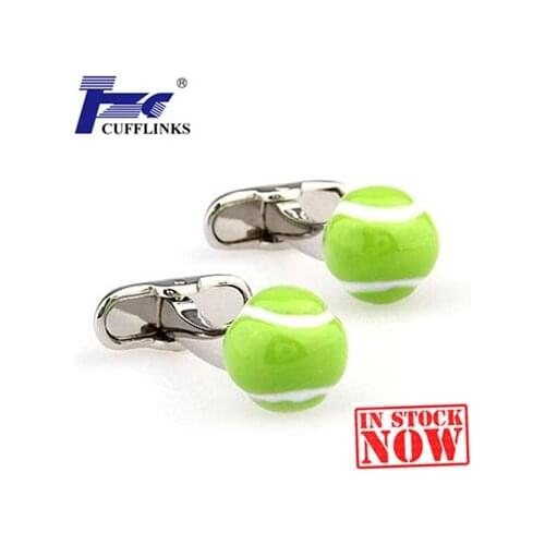 Green Tennis Ball Cufflink Cuff Link 2 Pairs Free Shipping Promotion