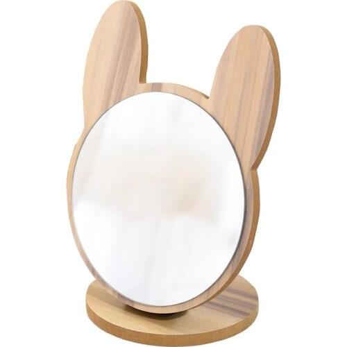 Makeup Mirror Wood Bathroom Accessories Standable Desktop Decoration Mirror High Clear Standing Cosmetic Dresser Mirror