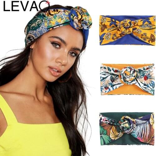 LEVAO Flower Twist Hair Scarf Wire Headband Plant Print Turban Headbands Hairband Cross Knot Bandana for Women Hair Accessories