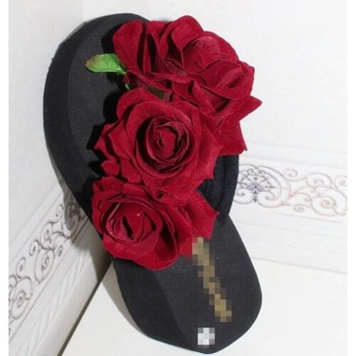 HAHA FLOWER summer women wedge sandals garden shoes handmade artifical pearl slippers casual original beach sandals