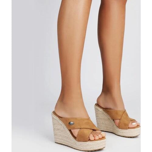 Doratasia 2020 Dropship Big Size 43 Top Quality Summer High Heels Platform Slipper Women Wedge Shoes Woman Mules Sandals Female