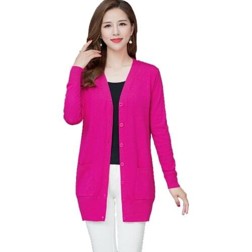 Korean Style Plus Size Knitted Sweater Cardigans Women Casual V-neck Long Sleeve Single Breasted Solid Sweaters Sueter Mujer