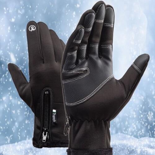 Winter Windproof Cycling Gloves Men Women Touch Screen Full Finger Gloves Outdoor Bike Riding Skiing Sports Fluff Warm Gloves