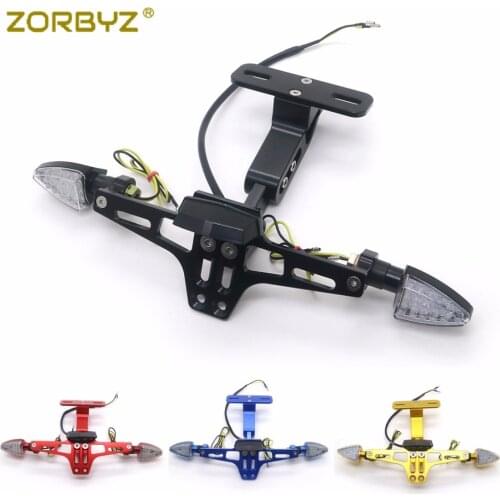ZORBYZ 1 Set Adjustable Folding Tail Light Mount License Plate Light With CNC Turn Signal Bracket Holder For Sport street Bike