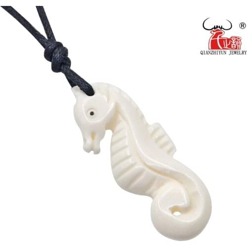 GX082 Natural yak bone sea horse necklace original personality necklace men hippocampus pendant handmade jewelry for gift