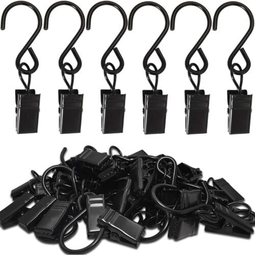 100pcs Metal S Hooks Curtain Clips Hanging Party Lights Clip Hangers Photo Camping Tents Art Craft Display Garden Yard Indoor Ou
